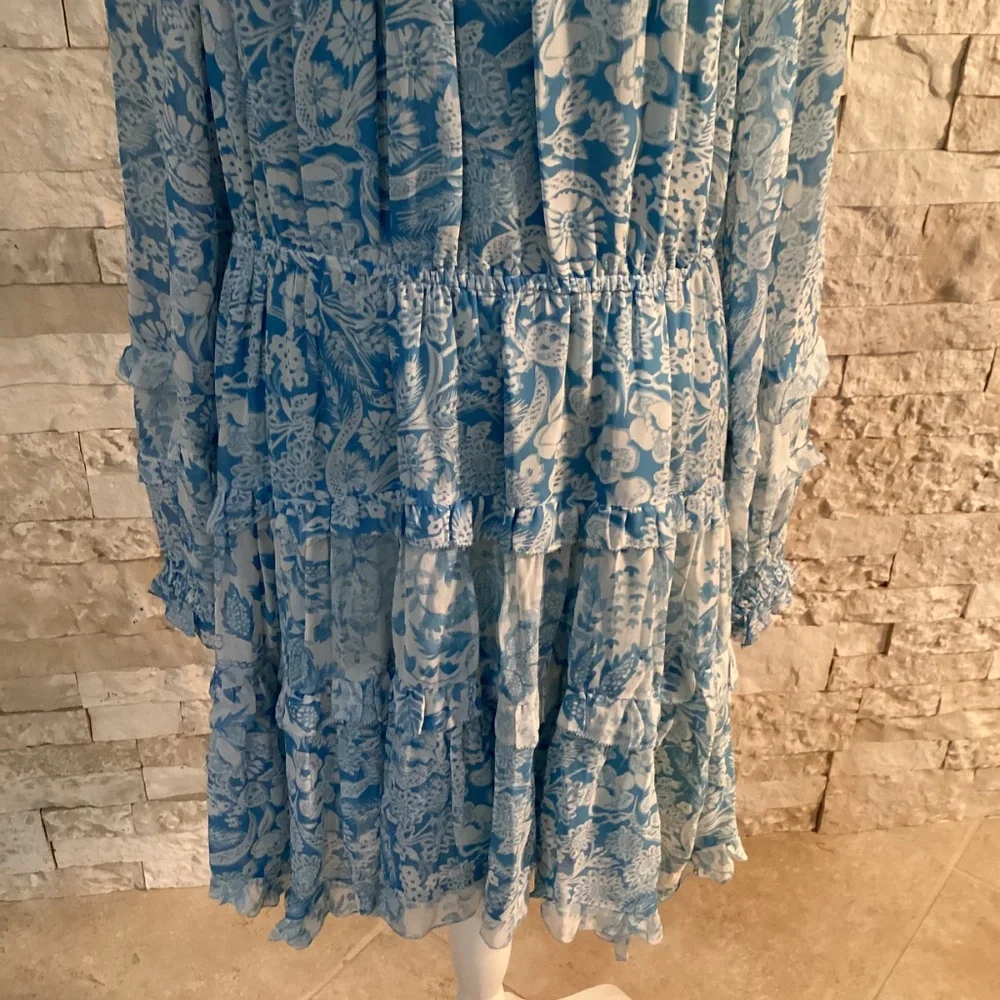 By Anthropologie Long-Sleeve Backless Sheer Ruffle Mini Dress - Picture 4 of 16